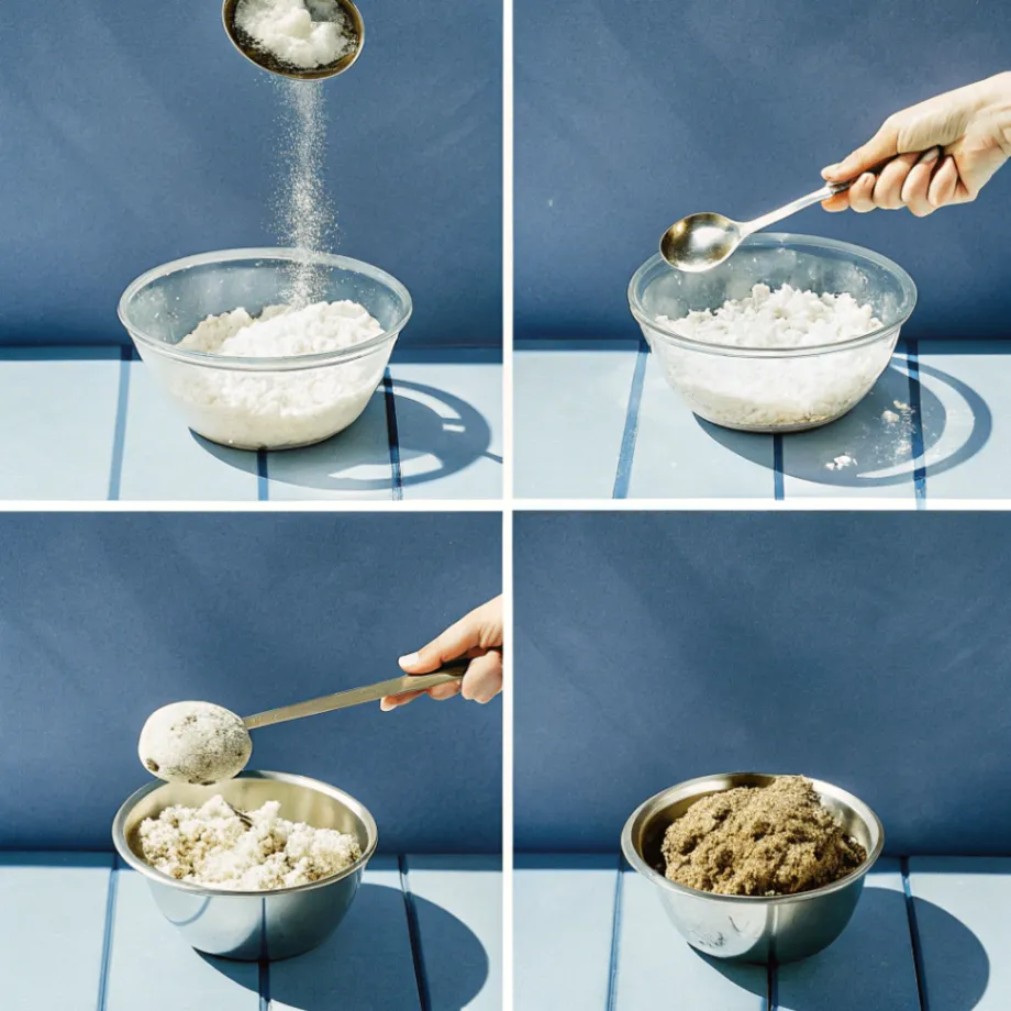 Collage of step-by-step beef sausage preparation, including mixing, seasoning, stuffing, pan-frying, and final cooking.